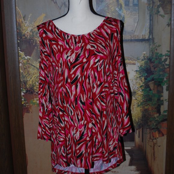 Jm Collection Womens Cold Shoulder Swing T Shirt Green Size Xx Large